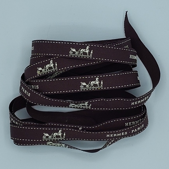 Hermes Other - Hermès Le Duc Carriage Ribbon 2.5 Yards • Brown Saddle Stitch Logo Ribbon